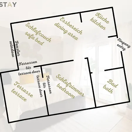 Apartment Dwellstay - Modernes I 55qm I 2 I Kueche I Bad I Terrasse I Tv I Netflix